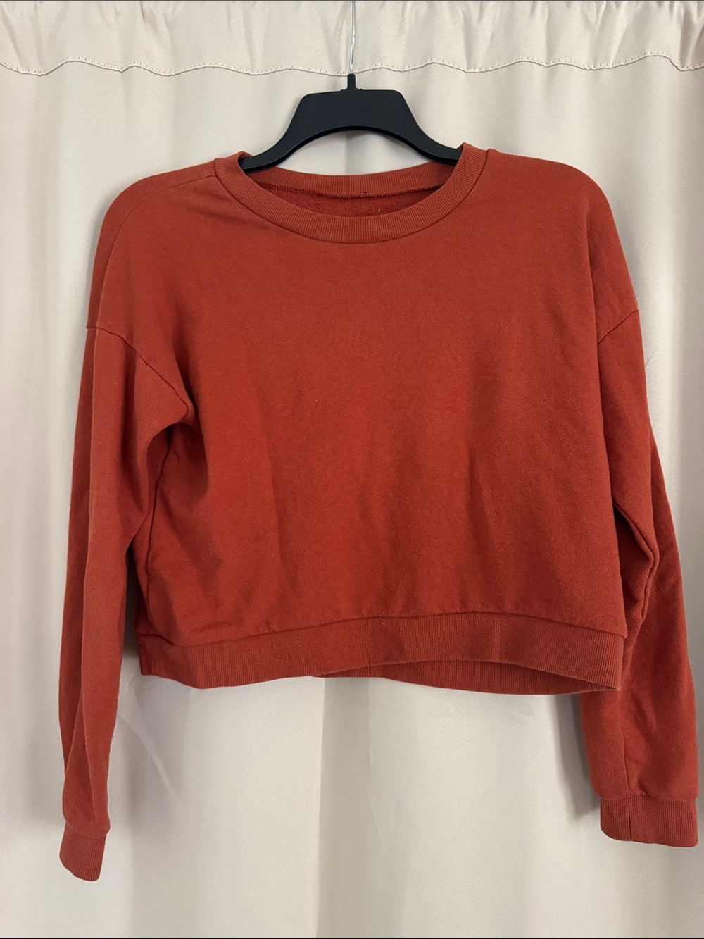 Women's Cropped Crewneck Sweatshirt - Rust